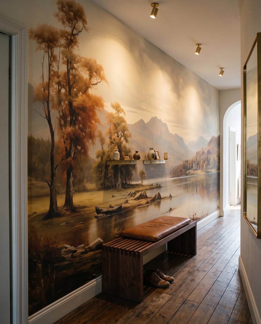 Bootjes aan een herfstmeer in een interieur