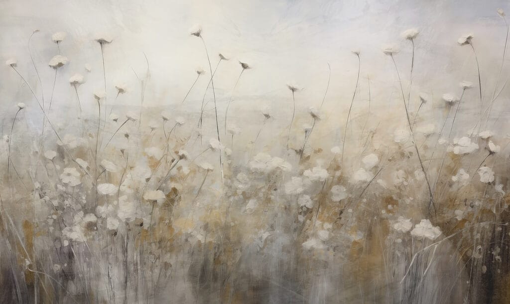 Schilderij van witte bloemen — volledig ontwerp
