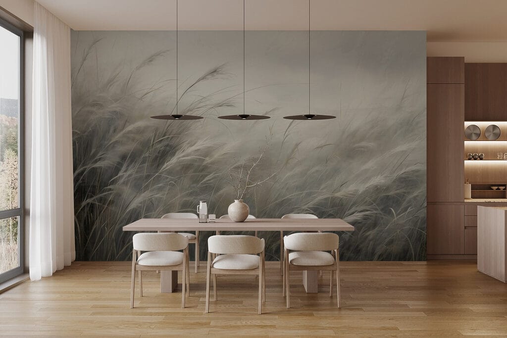Grassen buigen in nevel — interieur 4