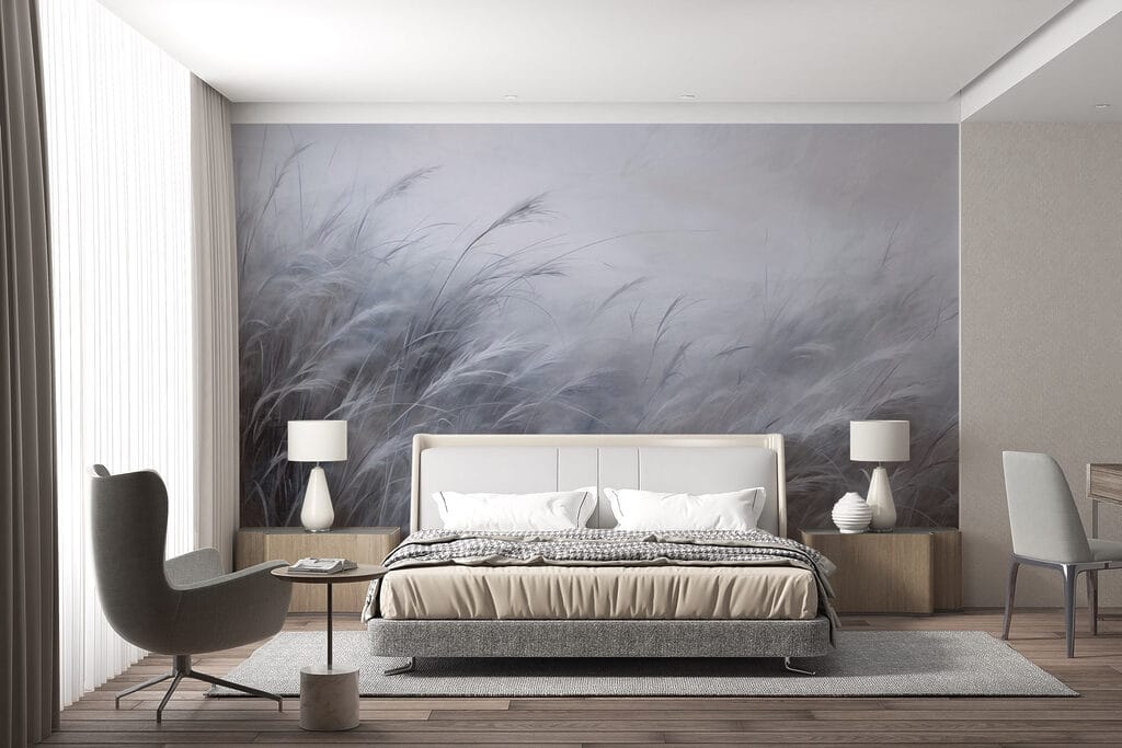 Halmen golven in nevellicht — interieur 1