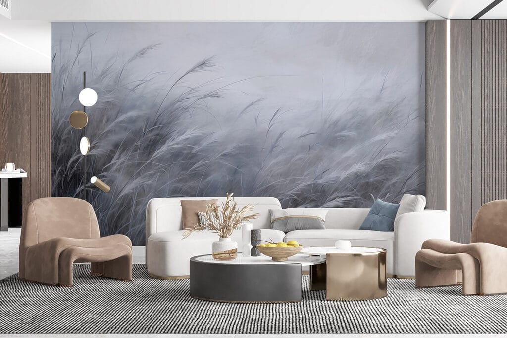 Halmen golven in nevellicht — interieur 2