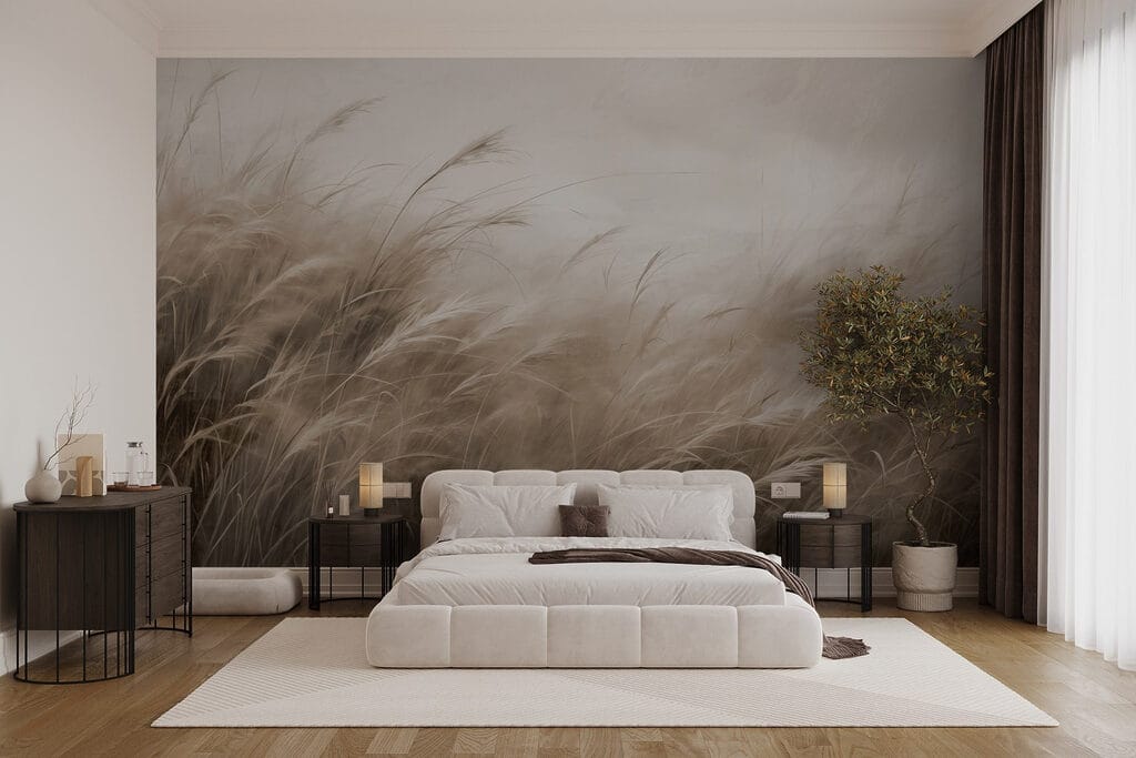 Halmen golven in nevellicht — interieur 1