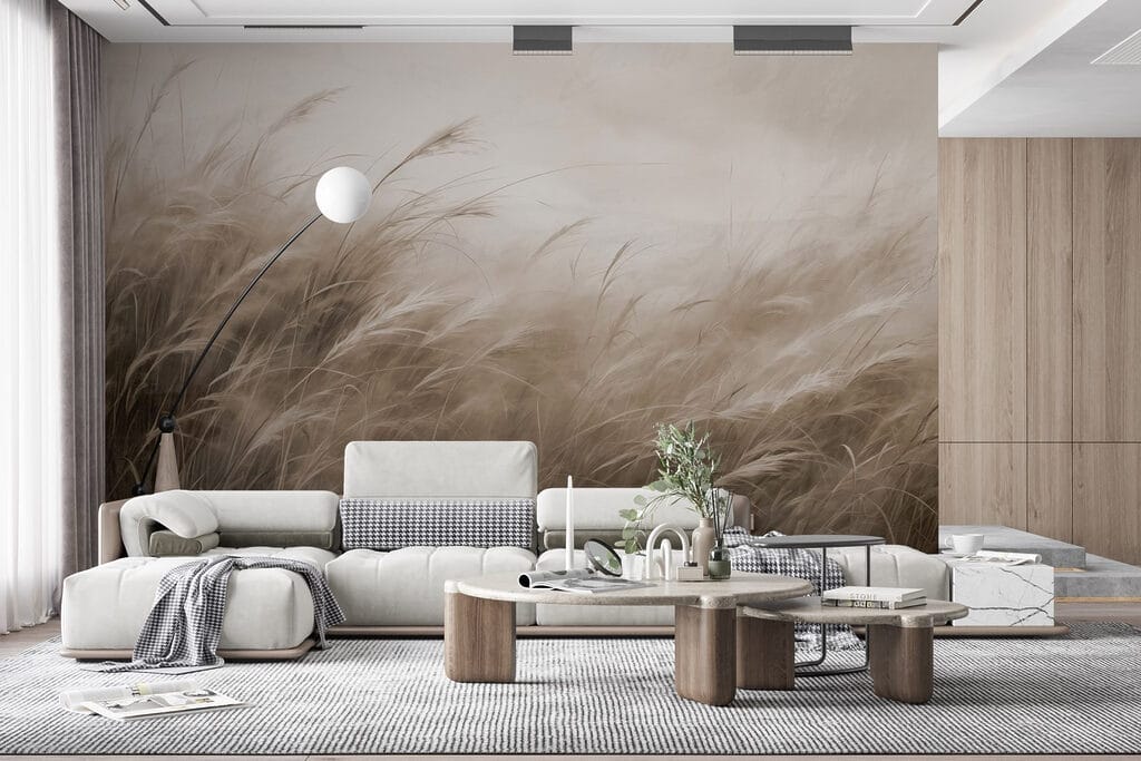 Halmen golven in nevellicht — interieur 2