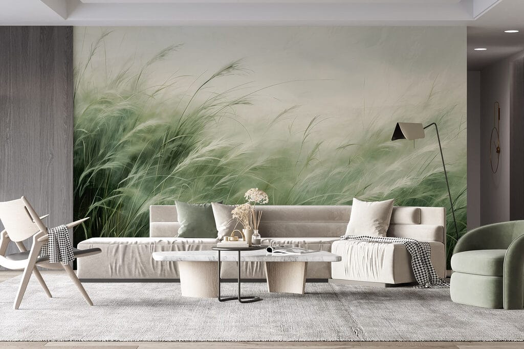 Halmen golven in nevellicht — interieur 2