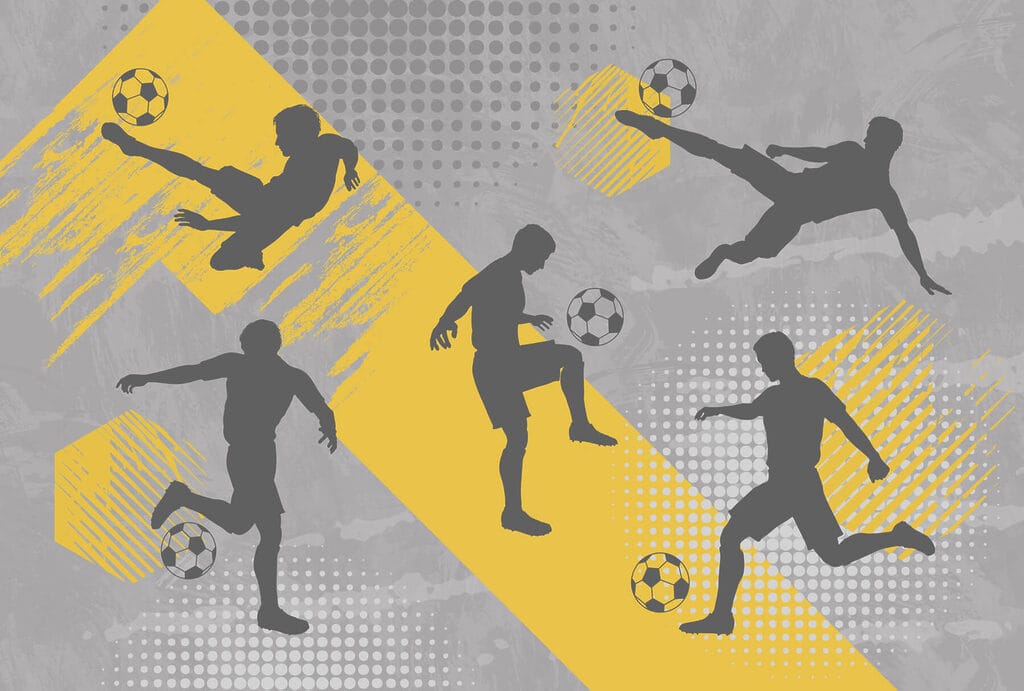 Voetballers op gele vlakken — volledig ontwerp