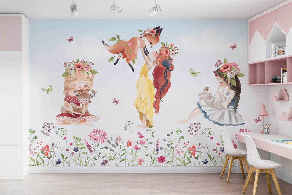Meisjes boven een bloemenweide — interieur 3