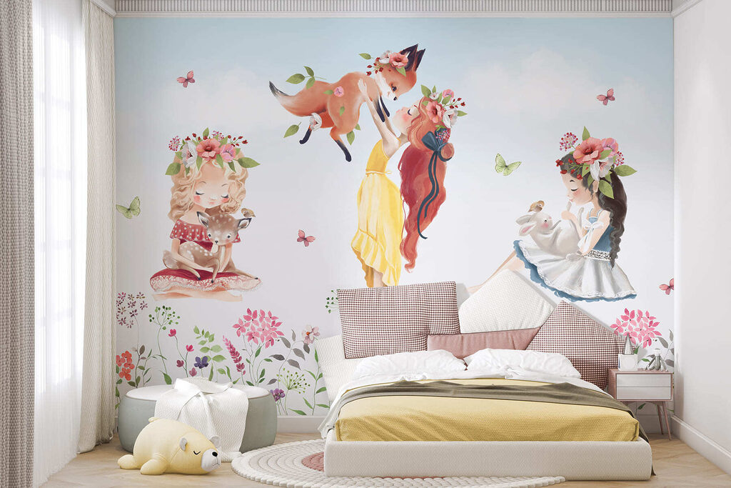 Meisjes boven een bloemenweide — interieur 4