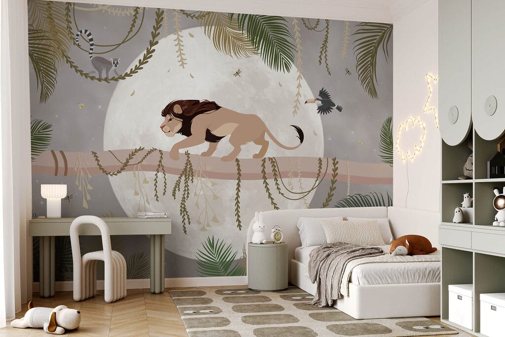 Leeuw op een boomtak — interieur 2