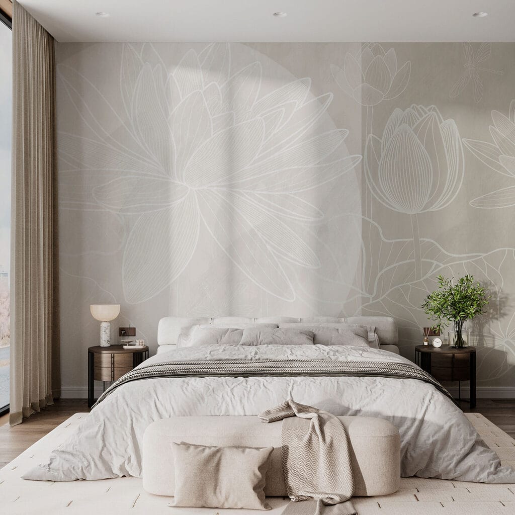 Lotuslijnen op zachtgroen — interieur 1
