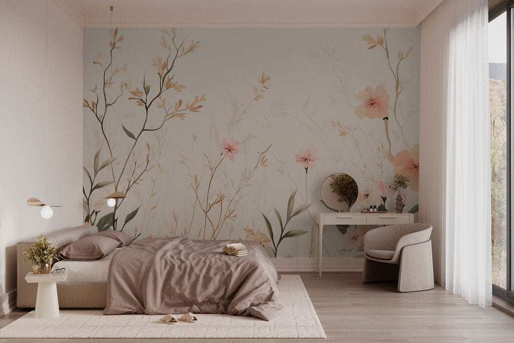 Tere bloemen boven gras — interieur 1