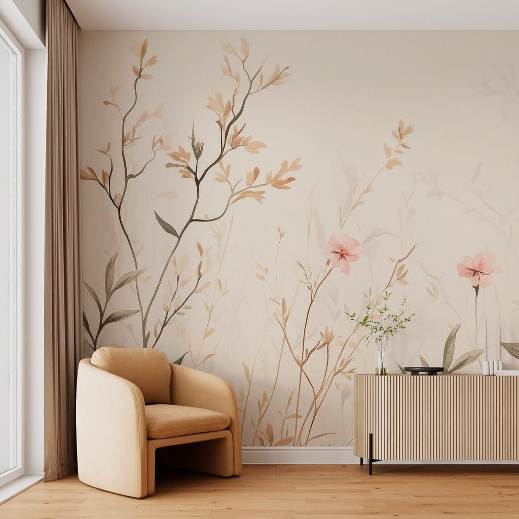 Tere bloemen boven gras — interieur 2