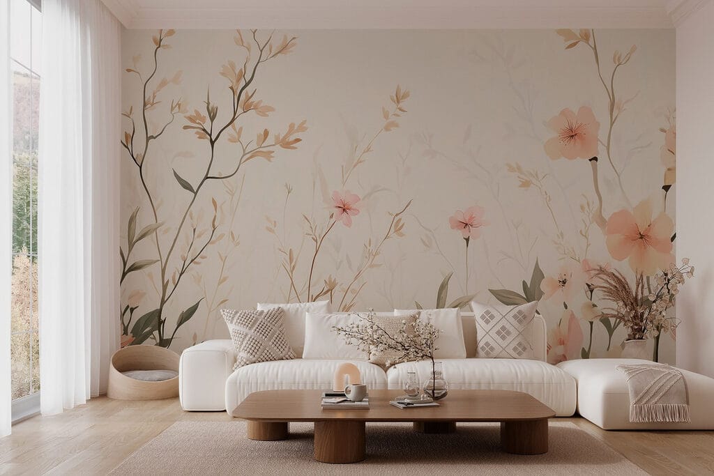 Tere bloemen boven gras — interieur 3
