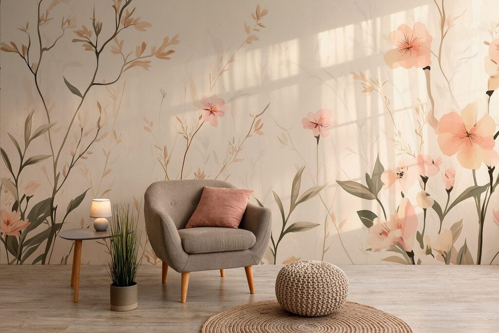 Tere bloemen boven gras — interieur 4