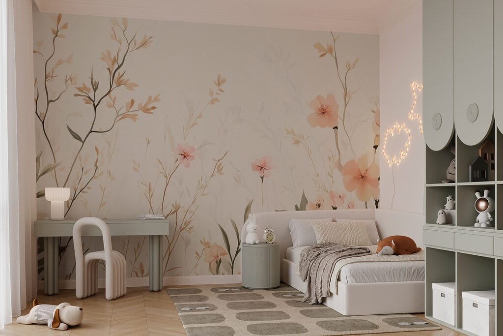 Tere bloemen boven gras — interieur 6