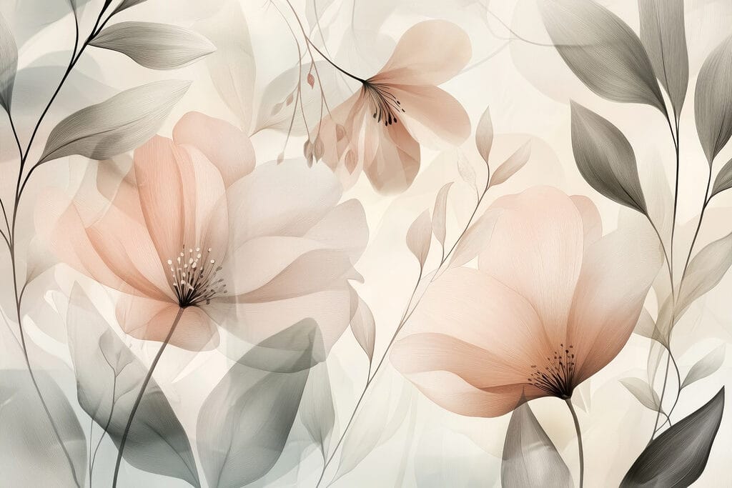 Delicate bloemblaadjes in zachte tinten — volledig ontwerp