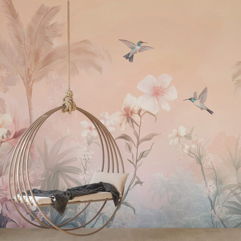 Vogels boven roze palmen — interieur 2