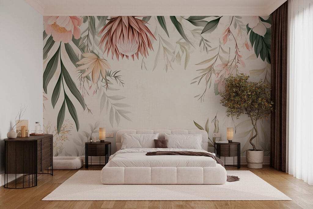 Hangende bloemen rondom wit — interieur 3
