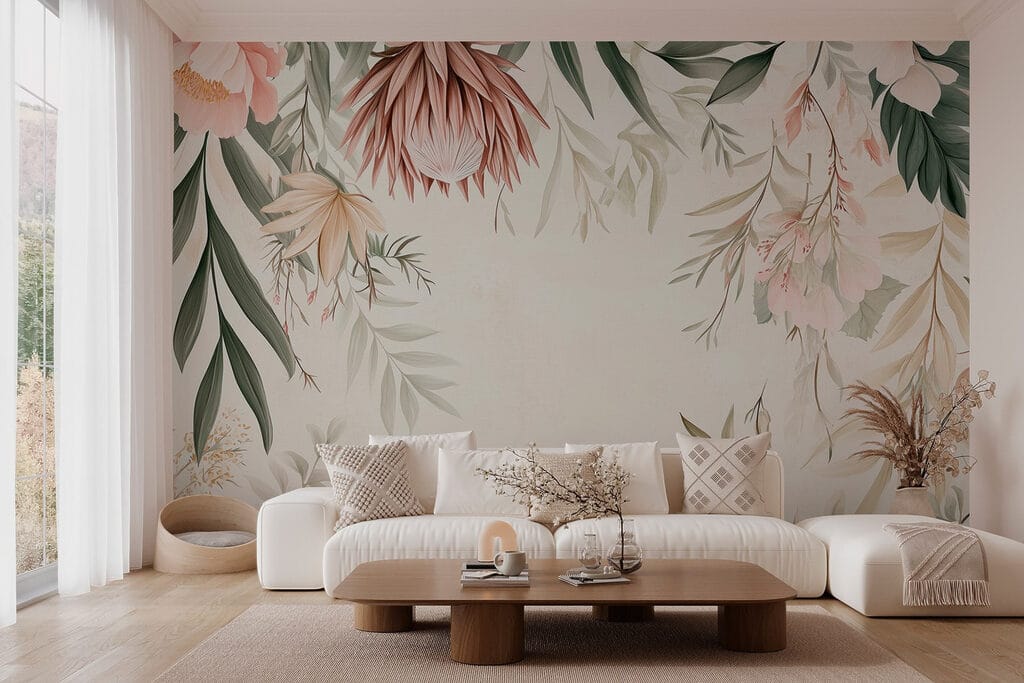 Hangende bloemen rondom wit — interieur 5