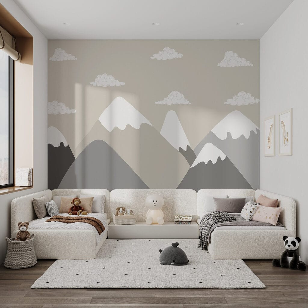 Sneeuwbergen onder kleine wolken — interieur 2