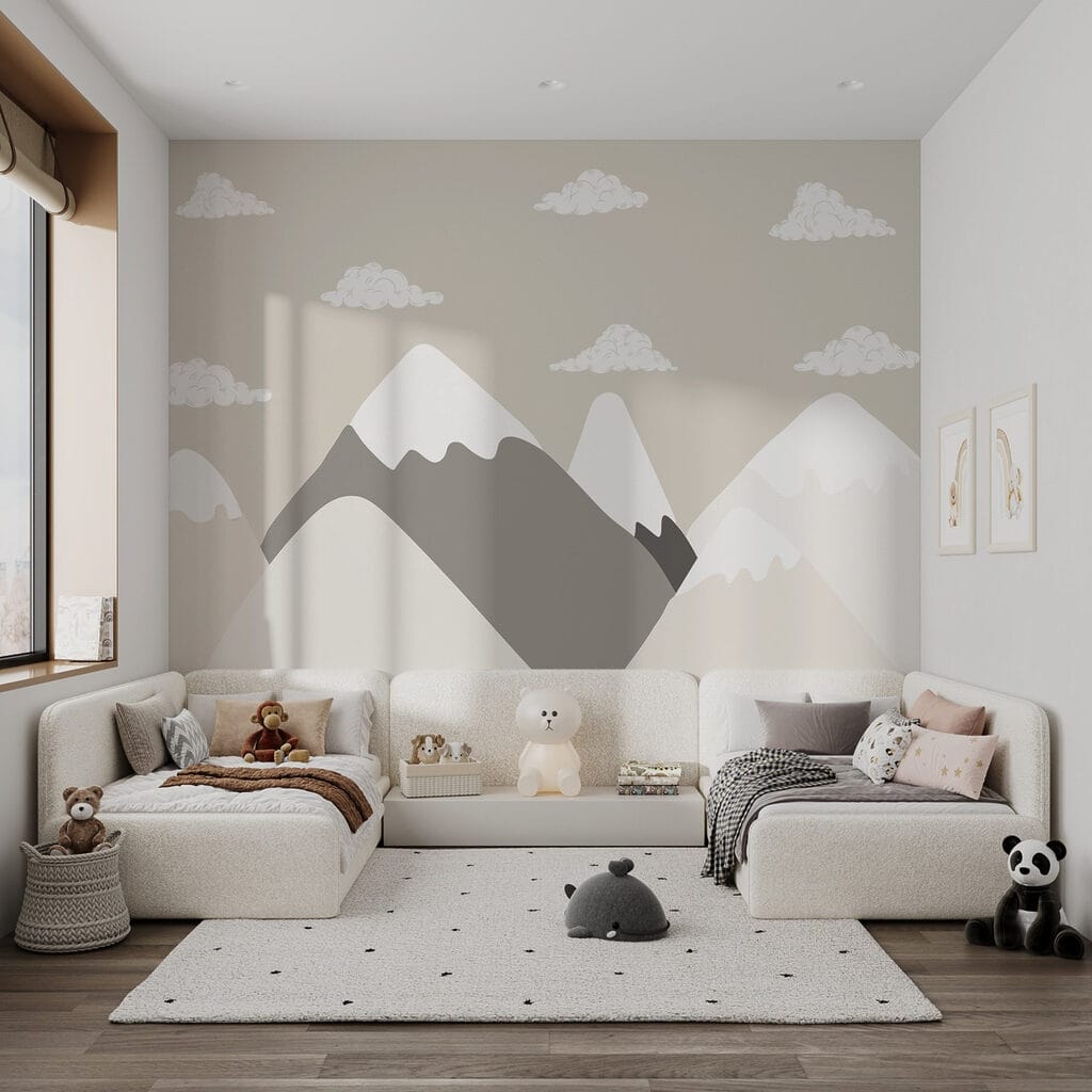 Sneeuwbergen onder kleine wolken — interieur 2