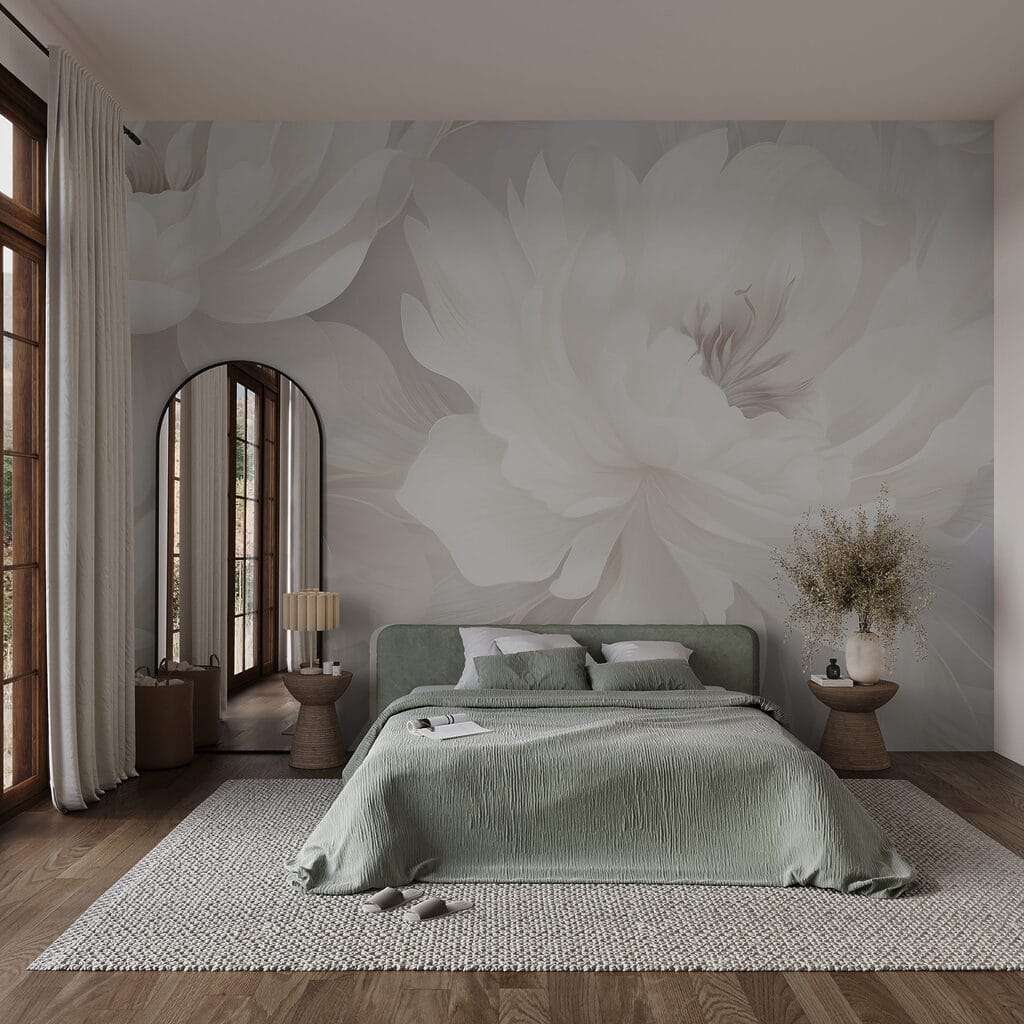 Witte pioenblaadjes dicht opeen — interieur 1