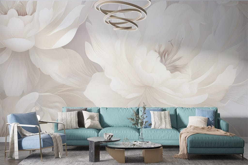 Witte pioenblaadjes dicht opeen — interieur 2