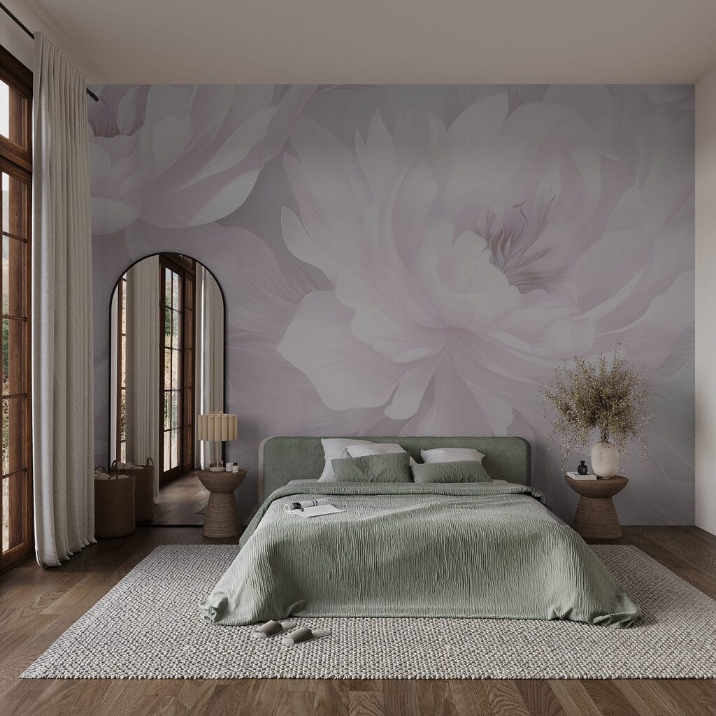 Delicate bloemen in zachte kleuren in een interieur