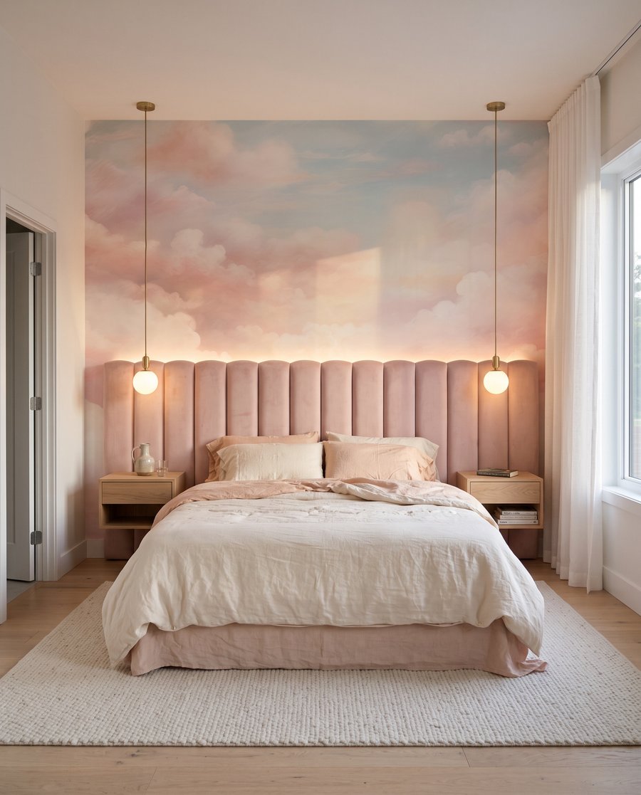 Roze en blauwe lucht met wolken — interieur 2