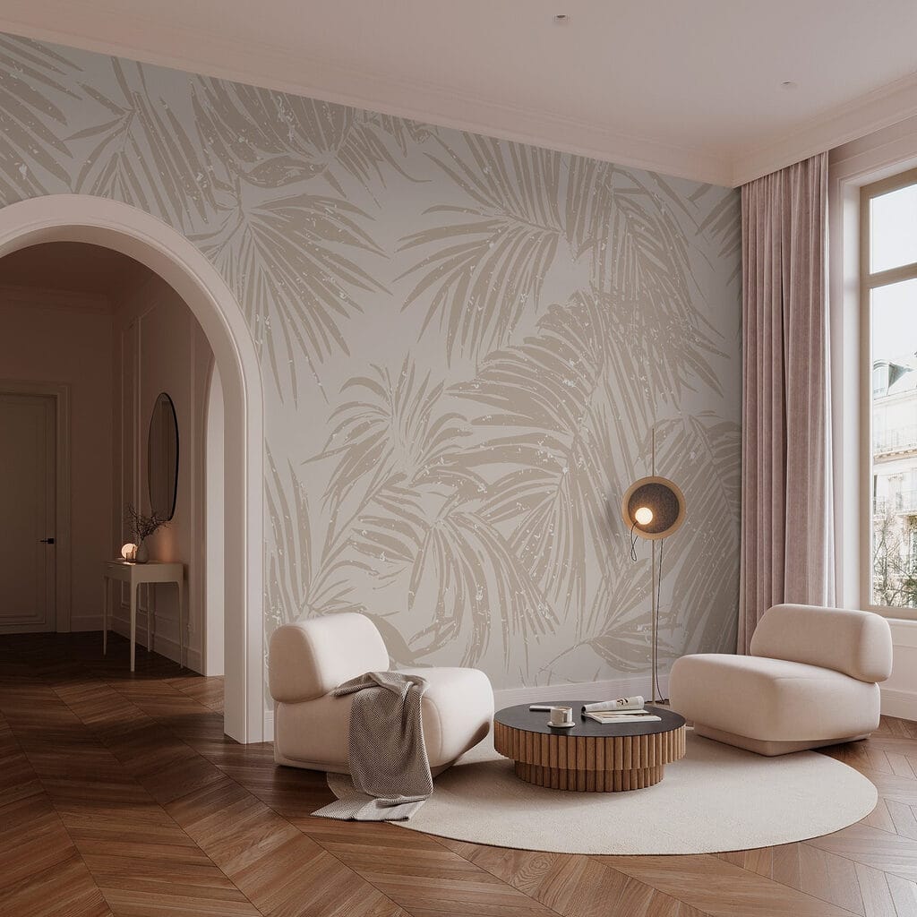 Palmen als beige silhouetten — interieur 2
