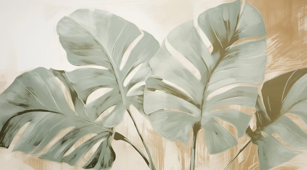 Groene monstera in verf — volledig ontwerp