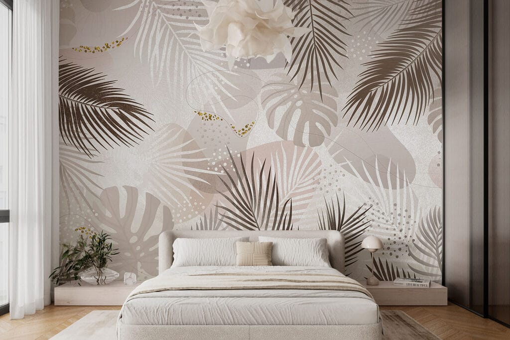Palmbladeren tussen fijne spikkels — interieur 1