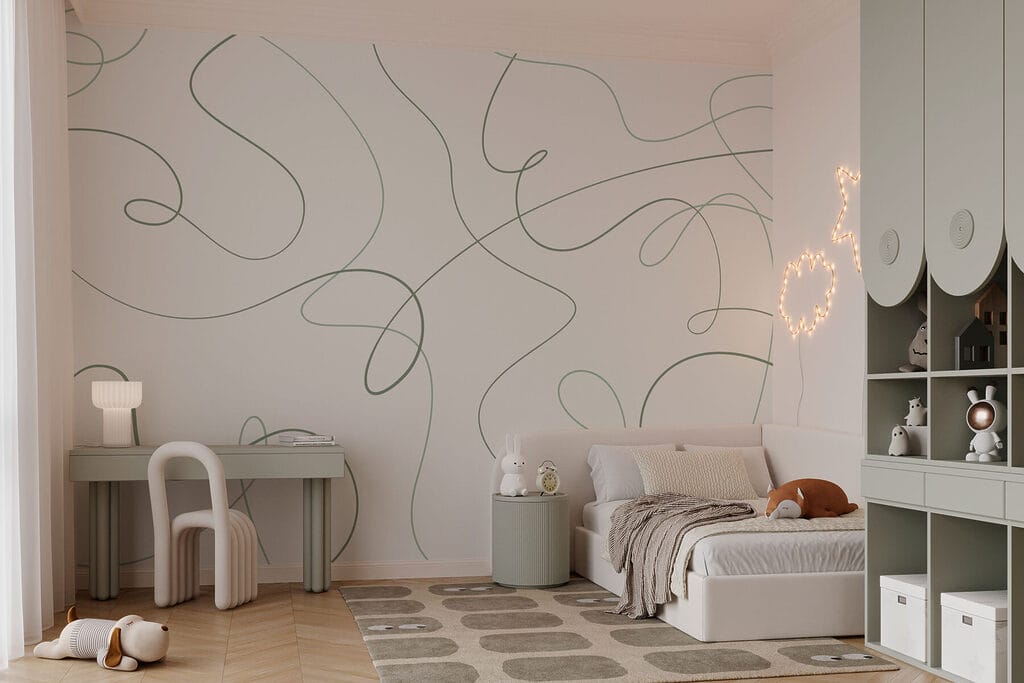 Groene lijnen op een witte achtergrond — interieur 3