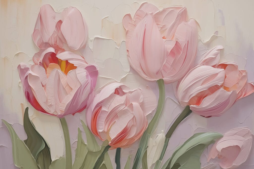 Roze tulpen in verf — volledig ontwerp