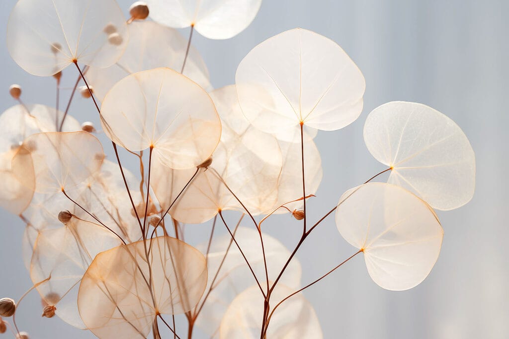 Delicate bladeren wiegen zachtjes in het licht — volledig ontwerp