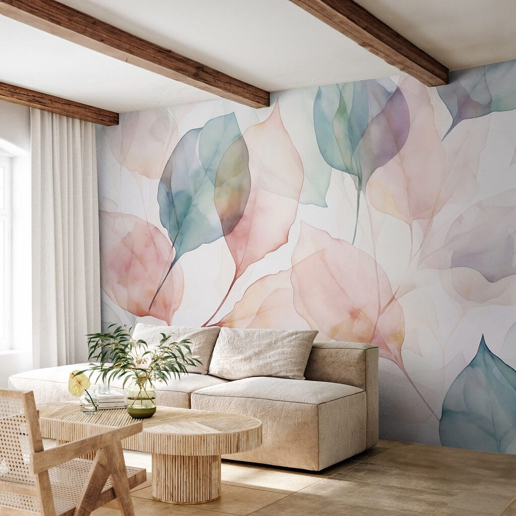 Pastelbladeren in doorschijnende lagen — interieur 1