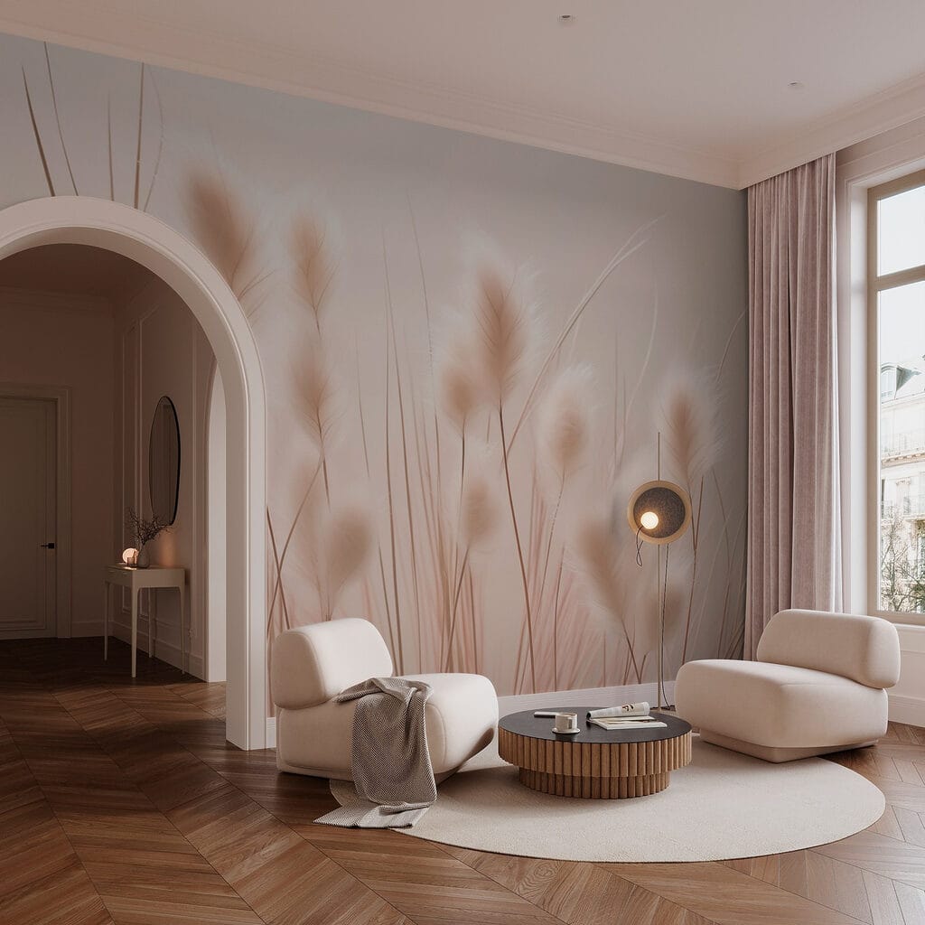 Pluimen op zacht oudroze — interieur 1