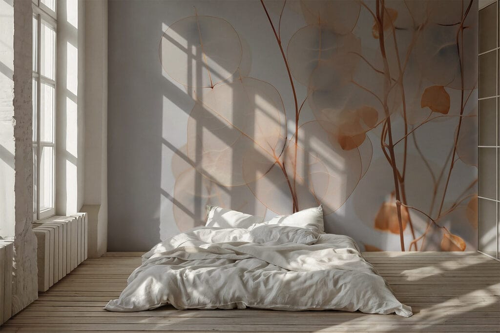Ronde bladeren in lichtbeige — interieur 1