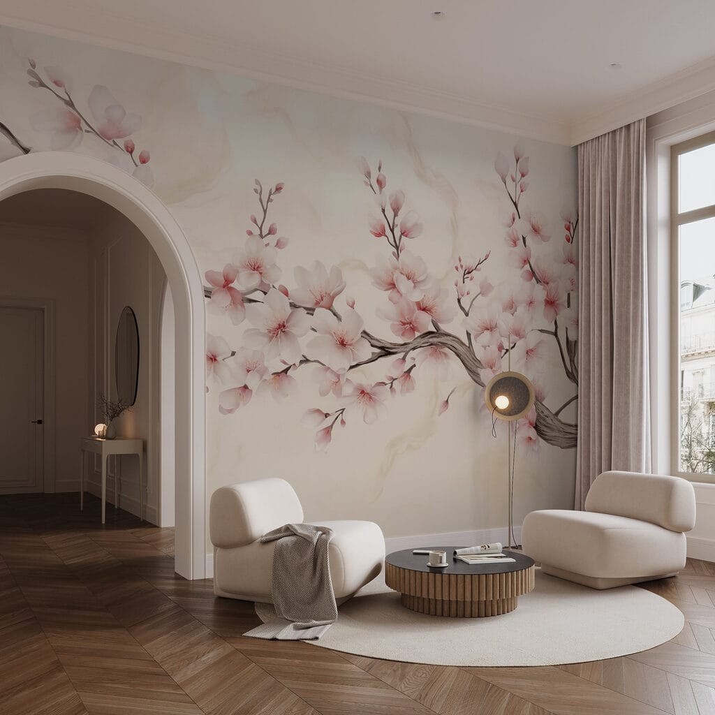Tak met bloemen erop in een interieur