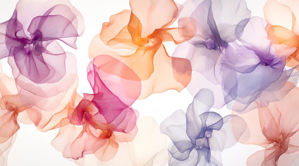 Bloemen van transparante kleuren — volledig ontwerp