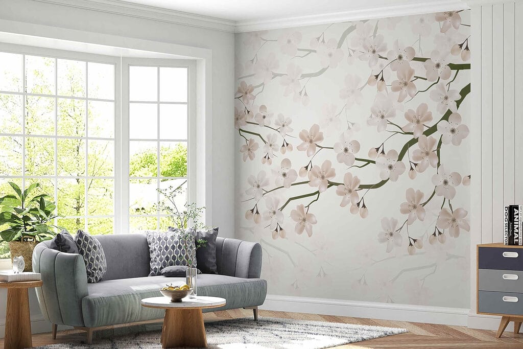 Witte bloesem aan takken — interieur 3