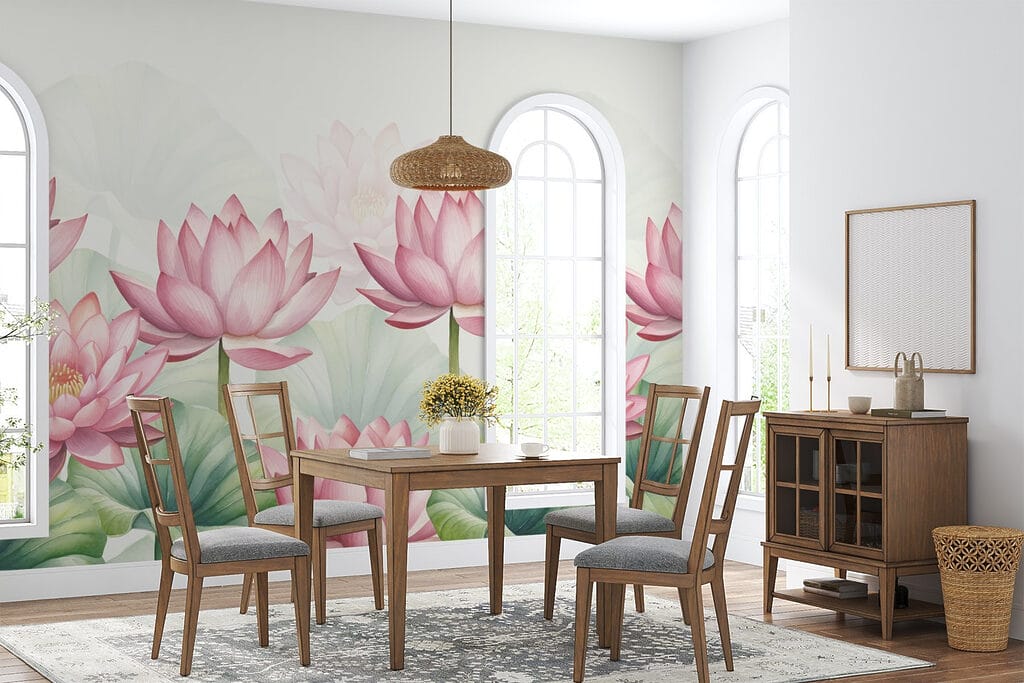 Roze lotussen boven groen — interieur 2