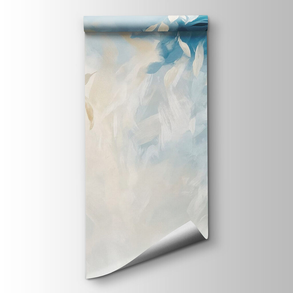 Blauwe en witte achtergrond met bladeren — productweergave