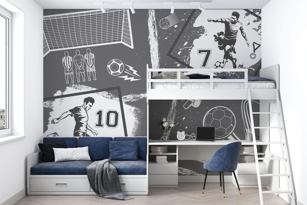 Voetbalactie in monochrome stijl — interieur 1