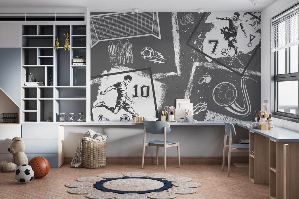 Voetbalactie in monochrome stijl — interieur 3