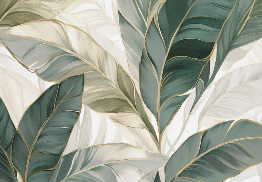 Groen blad, gouden nerven — volledig ontwerp