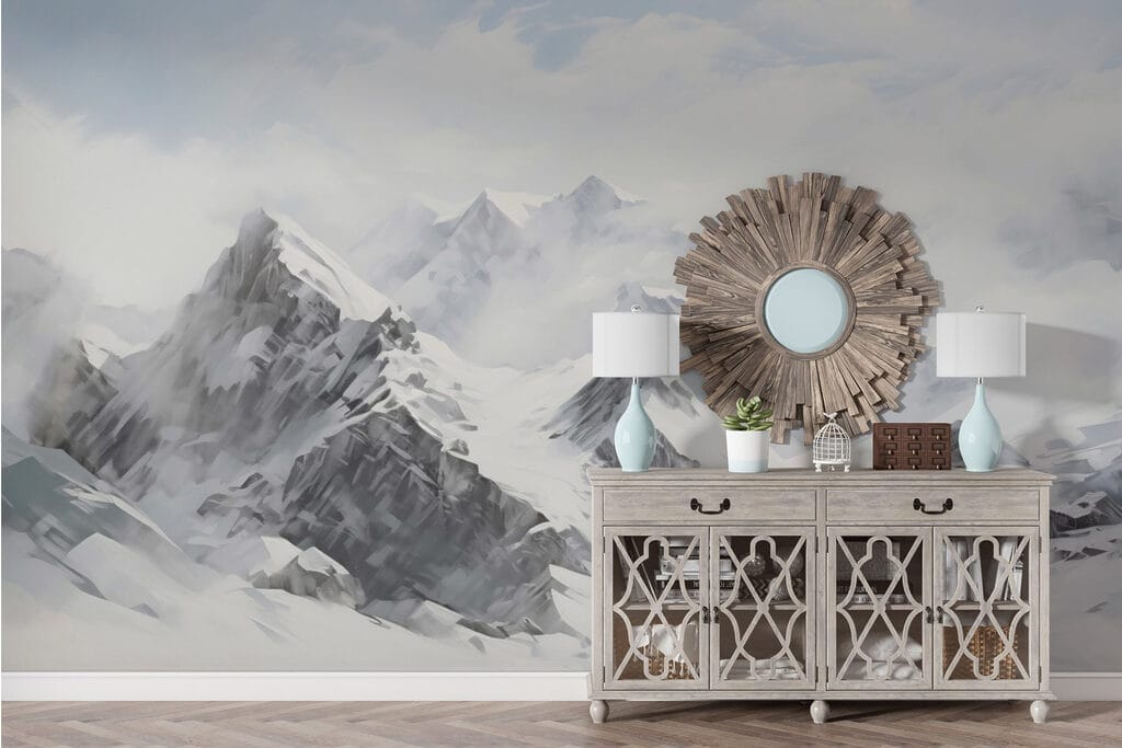 Witte bergketen onder wolken — interieur 2