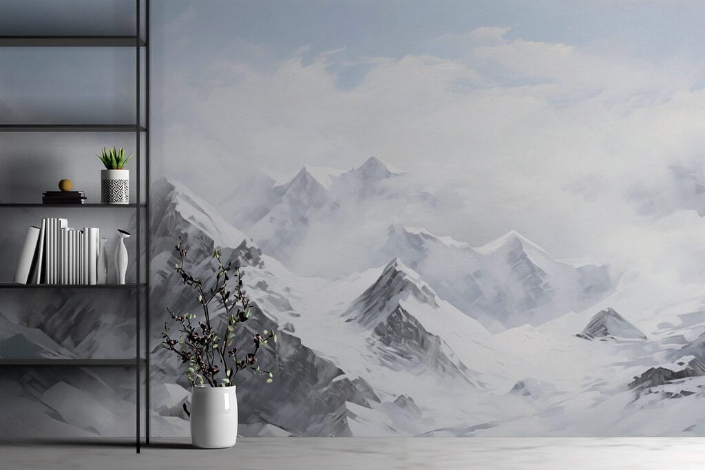 Witte bergketen onder wolken — interieur 3