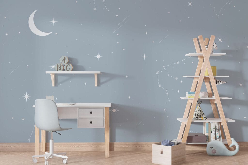 Maan in grijze sterrenlucht — interieur 3