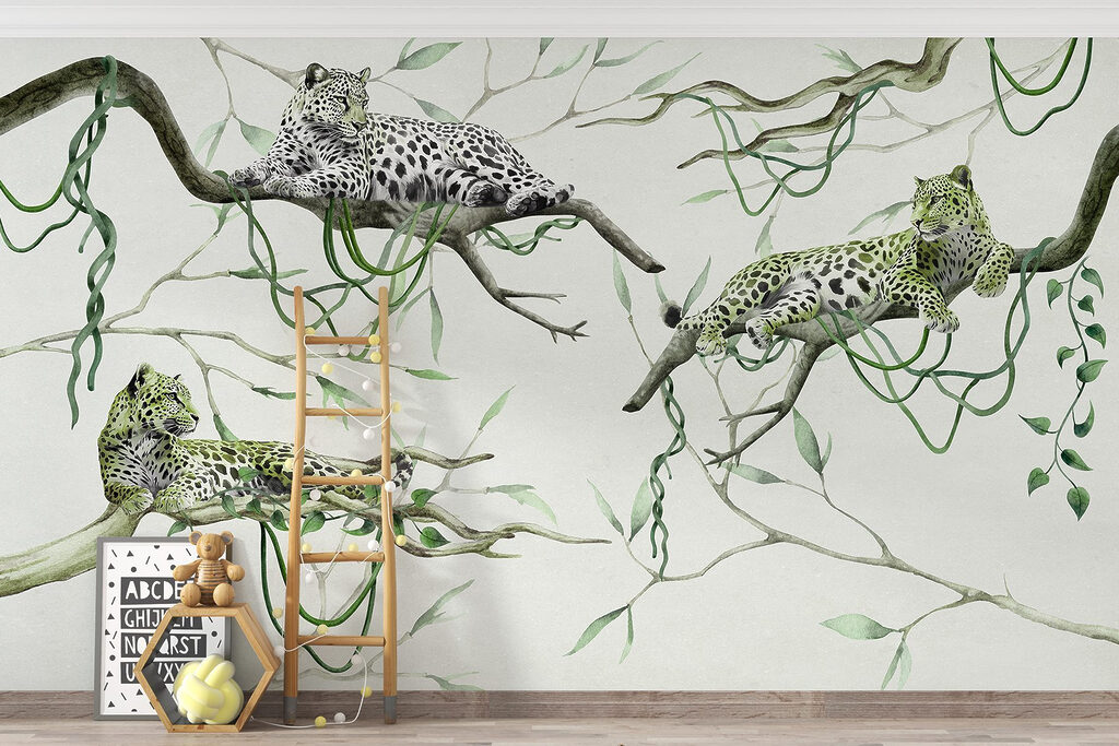 Gevlekte katten op boomtakken — interieur 3