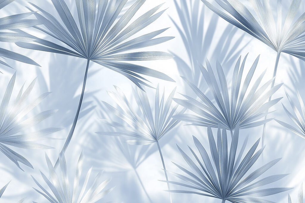 Delicate palmen in zachte tinten — volledig ontwerp